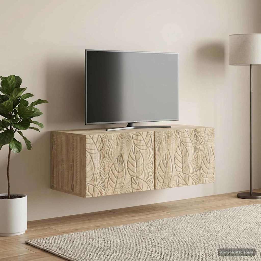 vidaXL Wall-Mounted TV Cabinet 59.5x41x30 cm White Engineered Wood