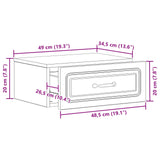 vidaXL Muurbevestigde Nachttafel Wit 49 x 34,5 x 20 cm Bewerkt hout