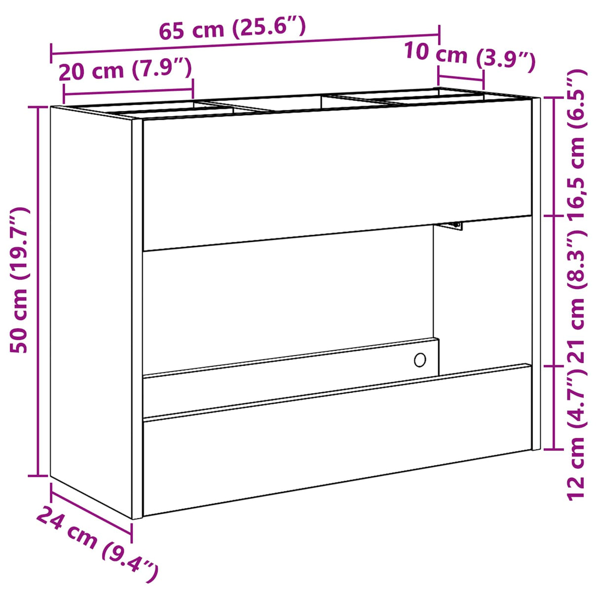 vidaXL Opslaghaak & Rek met opslag Wit 65 x 24 x 50 cm Bewerkt hout