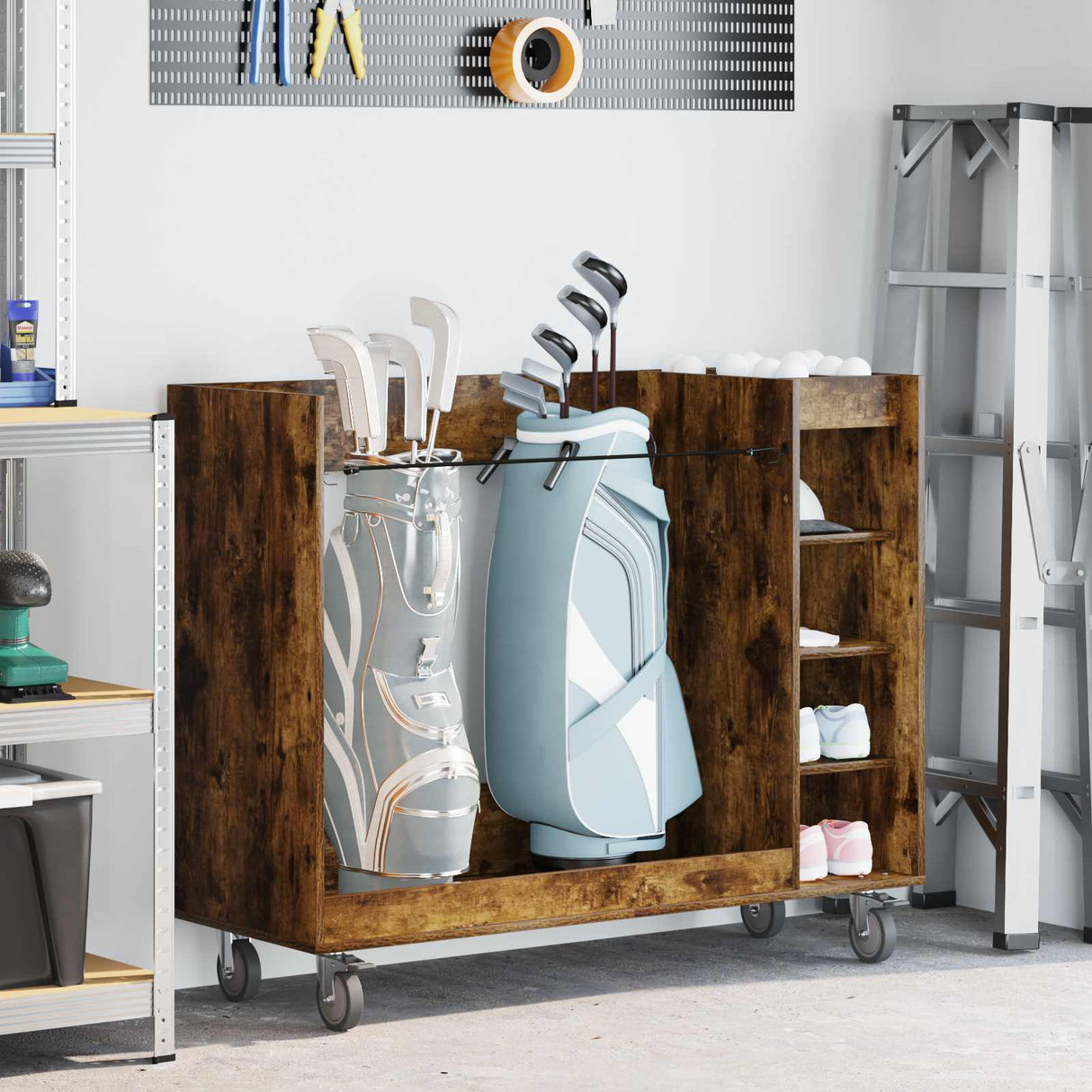 vidaXL Golfkast met wiel Effen Wit 65 x 45 x 98 cm