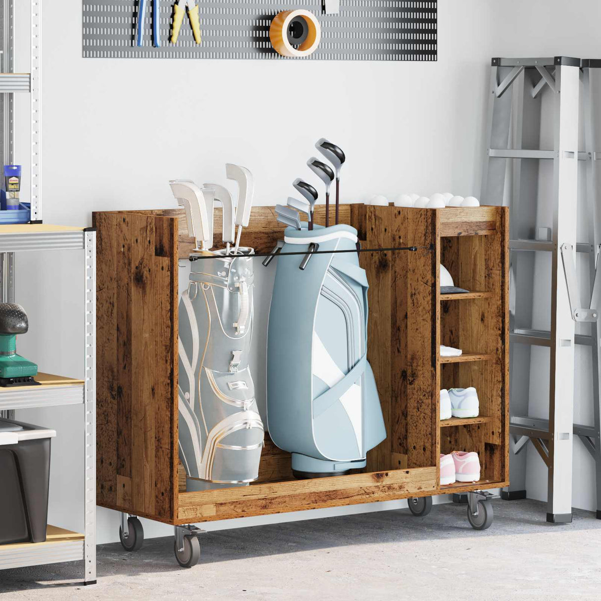 vidaXL Golfkast met wiel Effen Wit 65 x 45 x 98 cm