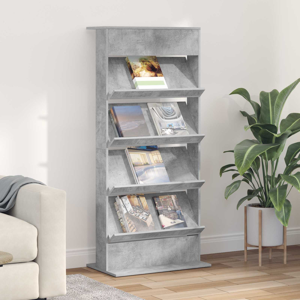 vidaXL Tijdschriftenrek Zwart Eiken 70 x 41 x 156 cm Bewerkt hout