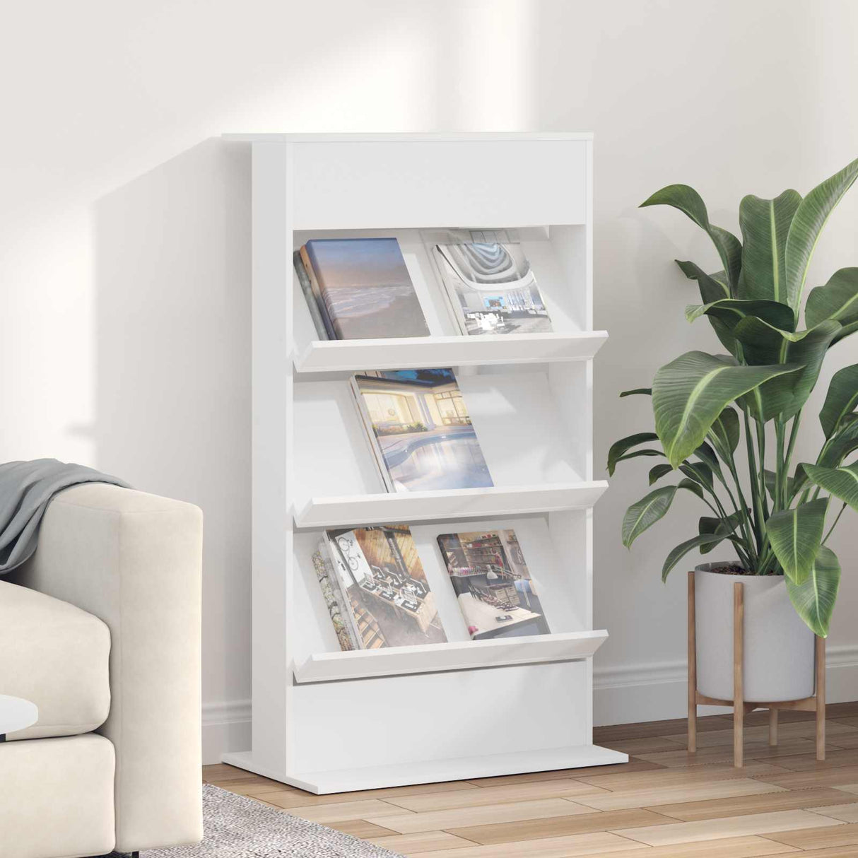 vidaXL Tijdschriftenrek Zwart Eiken 70 x 41 x 156 cm Bewerkt hout