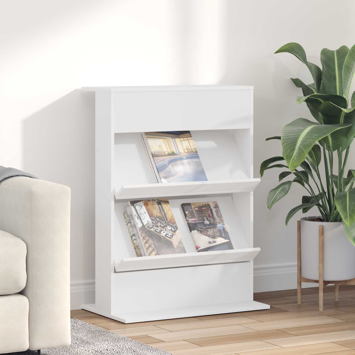vidaXL Tijdschriftenrek Zwart Eiken 70 x 41 x 156 cm Bewerkt hout