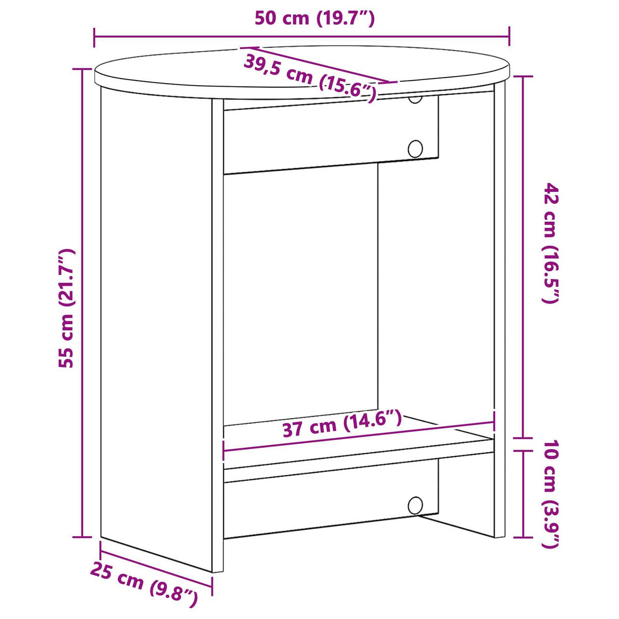 vidaXL Bijzettafel Wit 50 x 39,5 x 55 cm Geconstrueerd hout