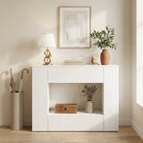 vidaXL Wandtafel Gestreept Wit 101 x 29 x 74 cm Geconstrueerd hout