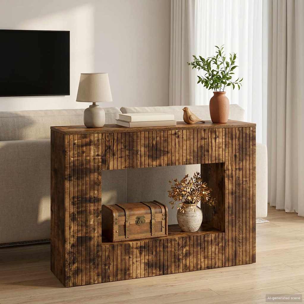 vidaXL Wandtafel Gestreept Wit 101 x 29 x 74 cm Geconstrueerd hout