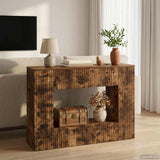 vidaXL Wandtafel Gestreept Wit 101 x 29 x 74 cm Geconstrueerd hout