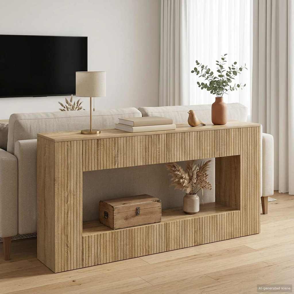 vidaXL Wandtafel Gestreept Wit 101 x 29 x 74 cm Geconstrueerd hout