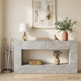vidaXL Wandtafel Gestreept Wit 101 x 29 x 74 cm Geconstrueerd hout