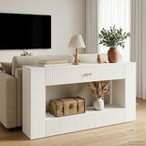vidaXL Wandtafel Gestreept Wit 101 x 29 x 74 cm Geconstrueerd hout