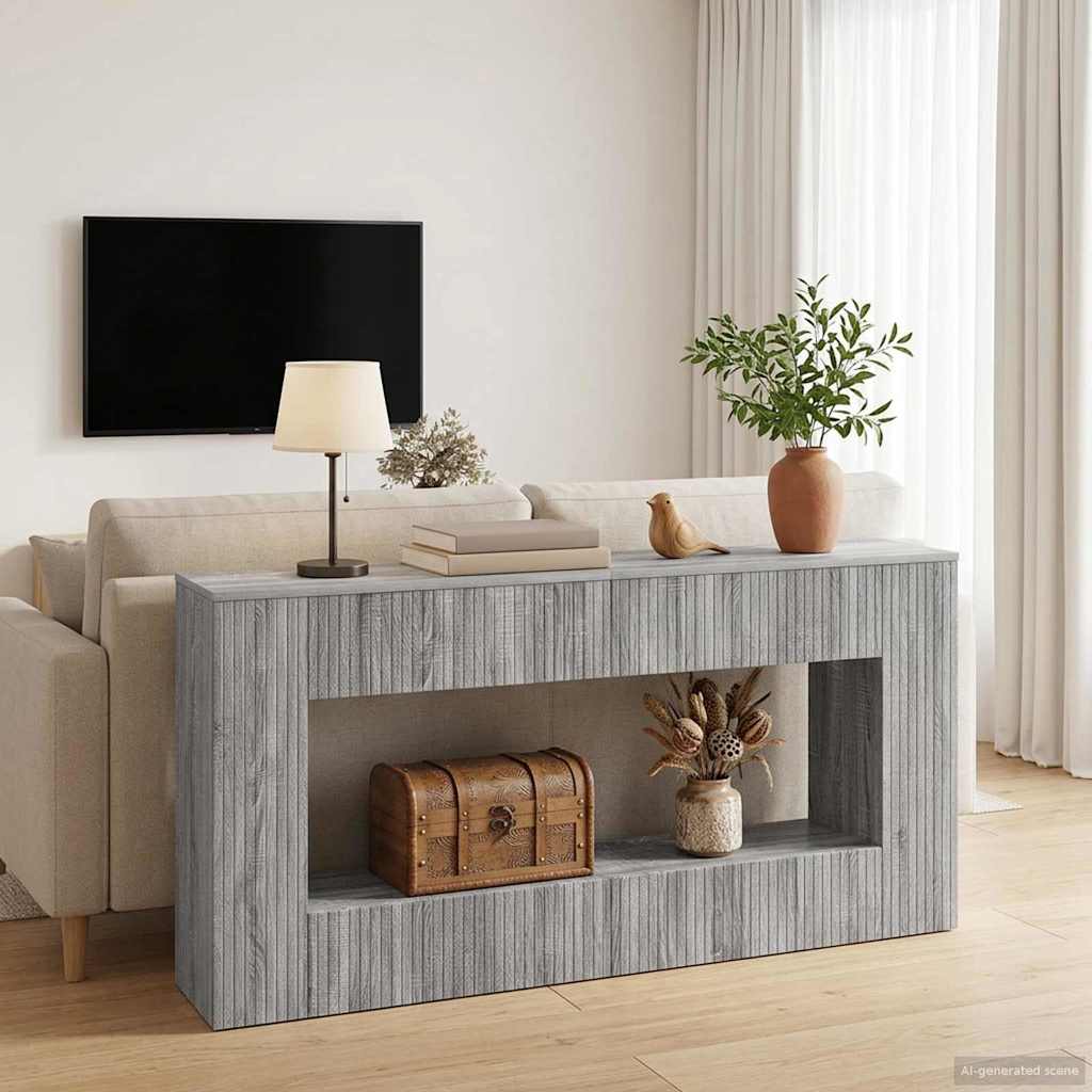 vidaXL Wandtafel Gestreept Wit 101 x 29 x 74 cm Geconstrueerd hout