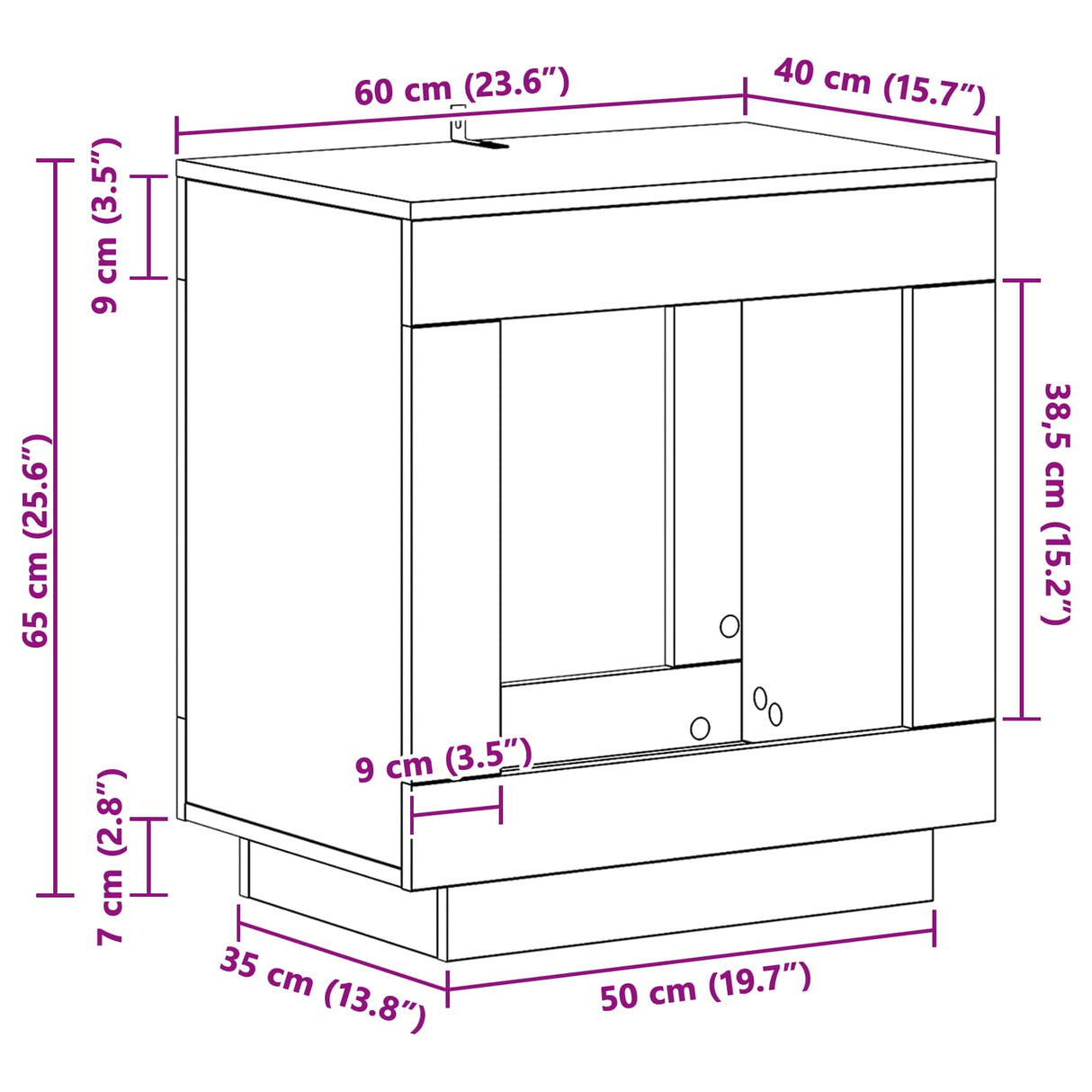 vidaXL Bijzettafel Wit 60 x 40 x 65 cm Bewerkt hout