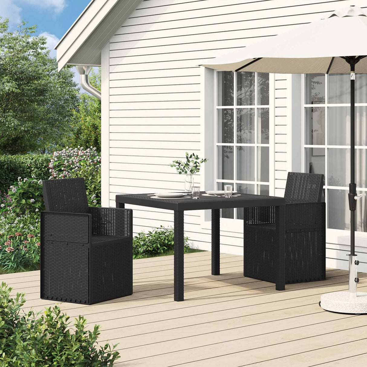 vidaXL Garden Chairs 2 pcs White and Light Grey PP