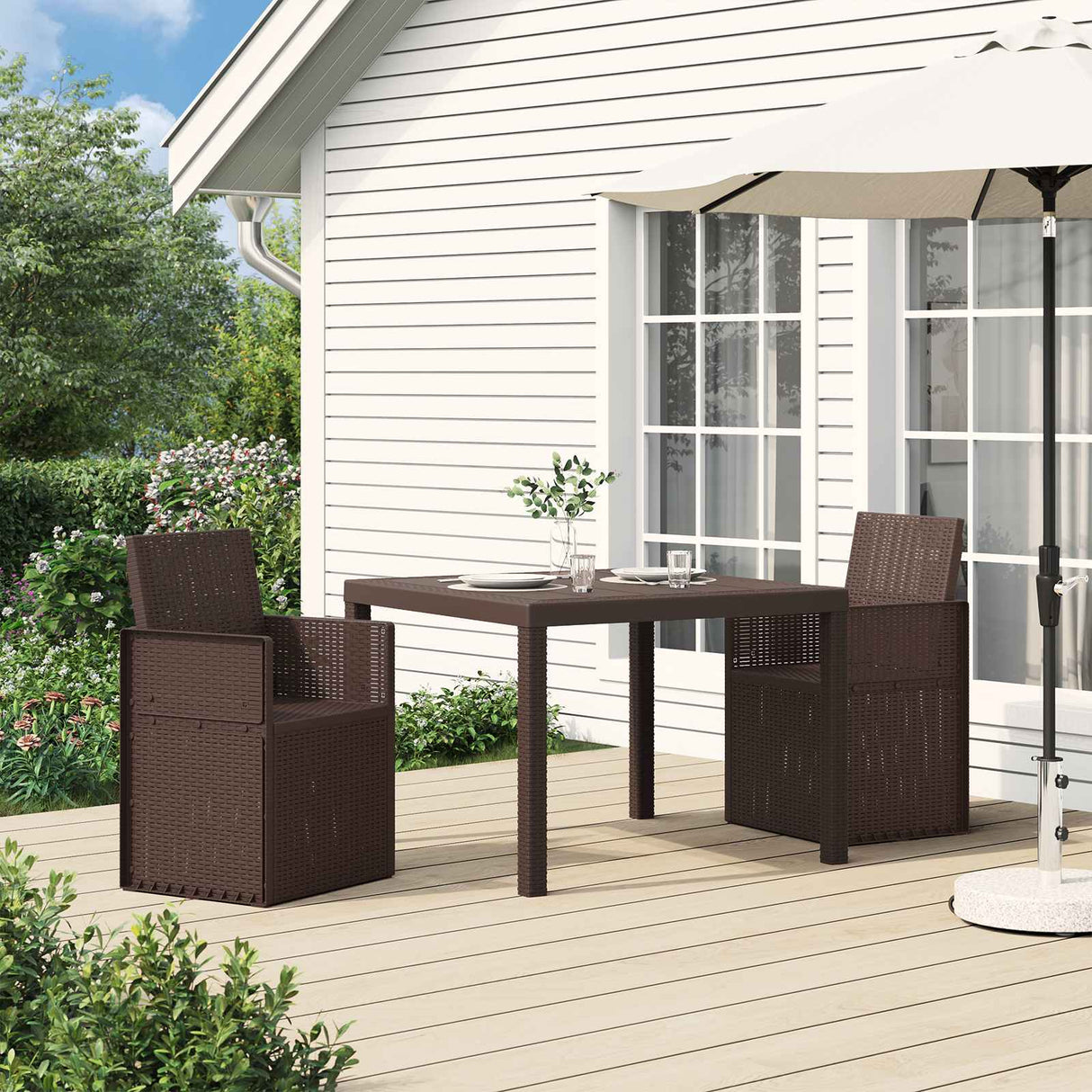 vidaXL Garden Chairs 2 pcs White and Light Grey PP