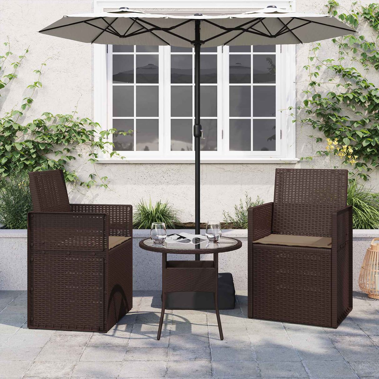 vidaXL Seat Cushions 2 pcs Cream 47 x 36 x 2 cm Polyester