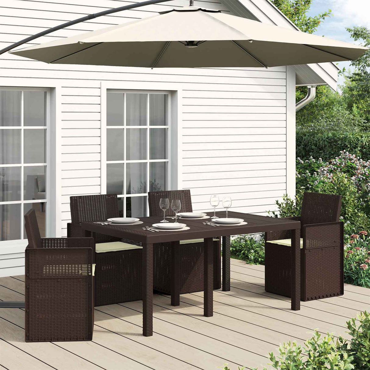 vidaXL Seat Cushions 2 pcs Cream 47 x 36 x 2 cm Polyester