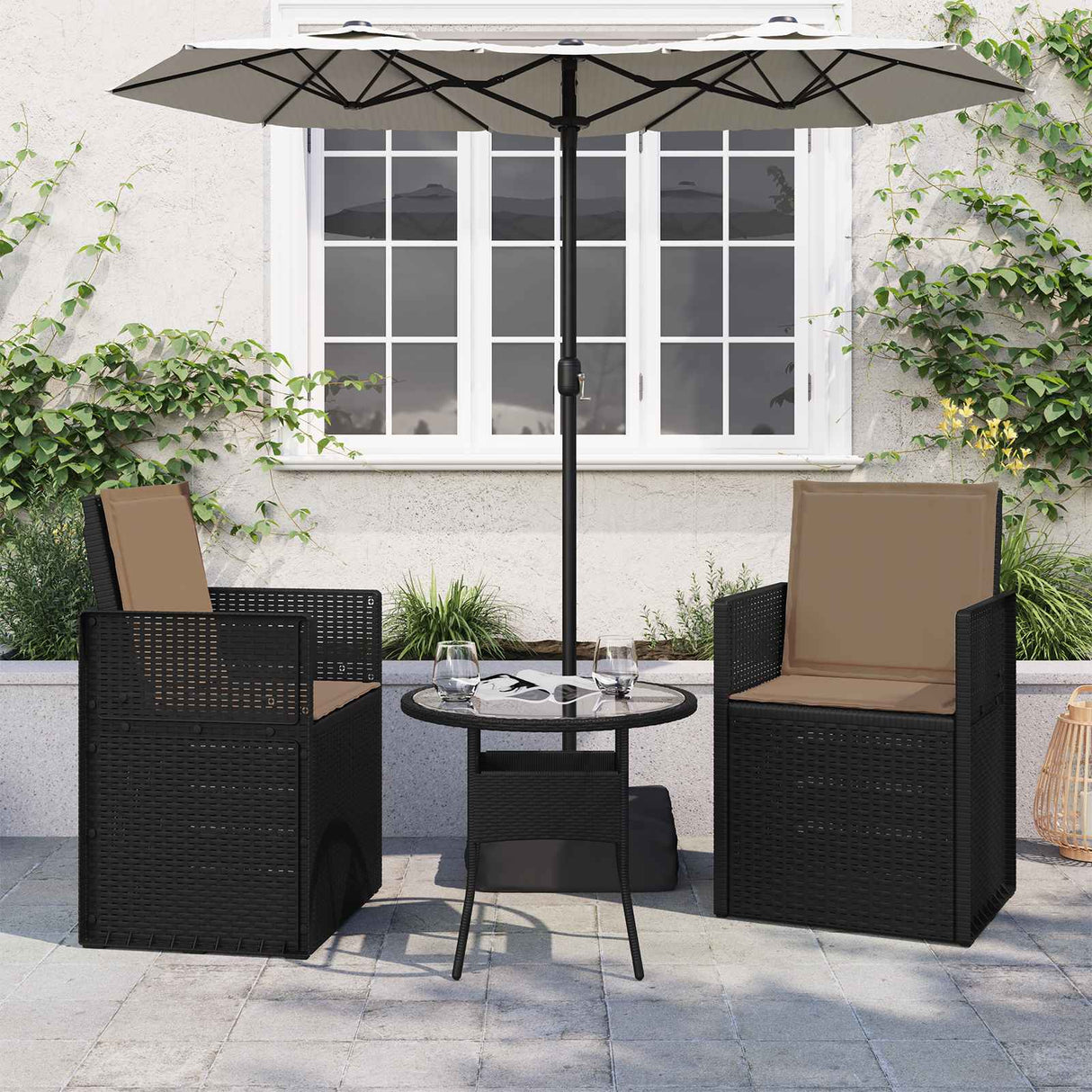 vidaXL Seat Cushions 2 pcs Cream 47 x 36 x 2 cm Polyester