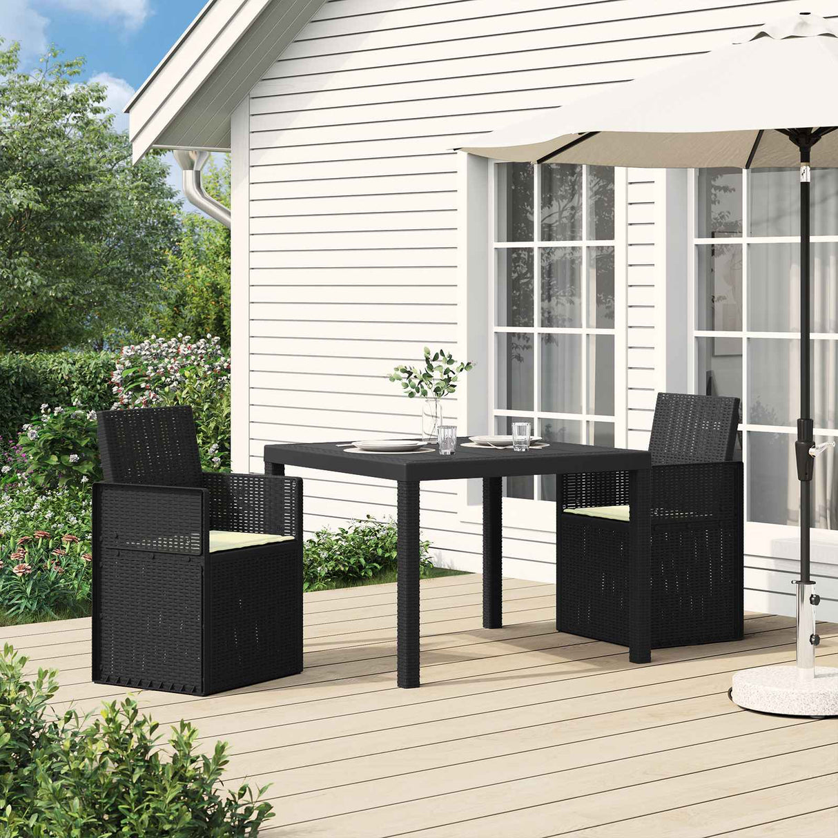 vidaXL Garden Chairs 2 pcs White and Light Grey PP