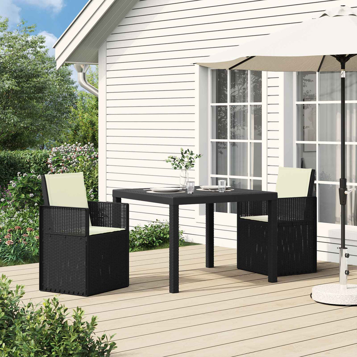 vidaXL Garden Chairs 2 pcs White and Light Grey PP