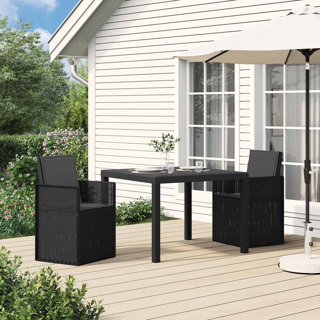 vidaXL Garden Chairs 2 pcs White and Light Grey PP