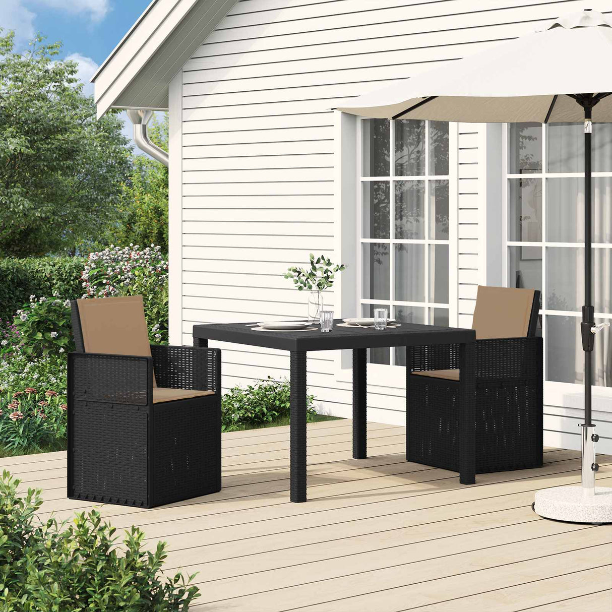 vidaXL Garden Chairs 2 pcs White and Light Grey PP