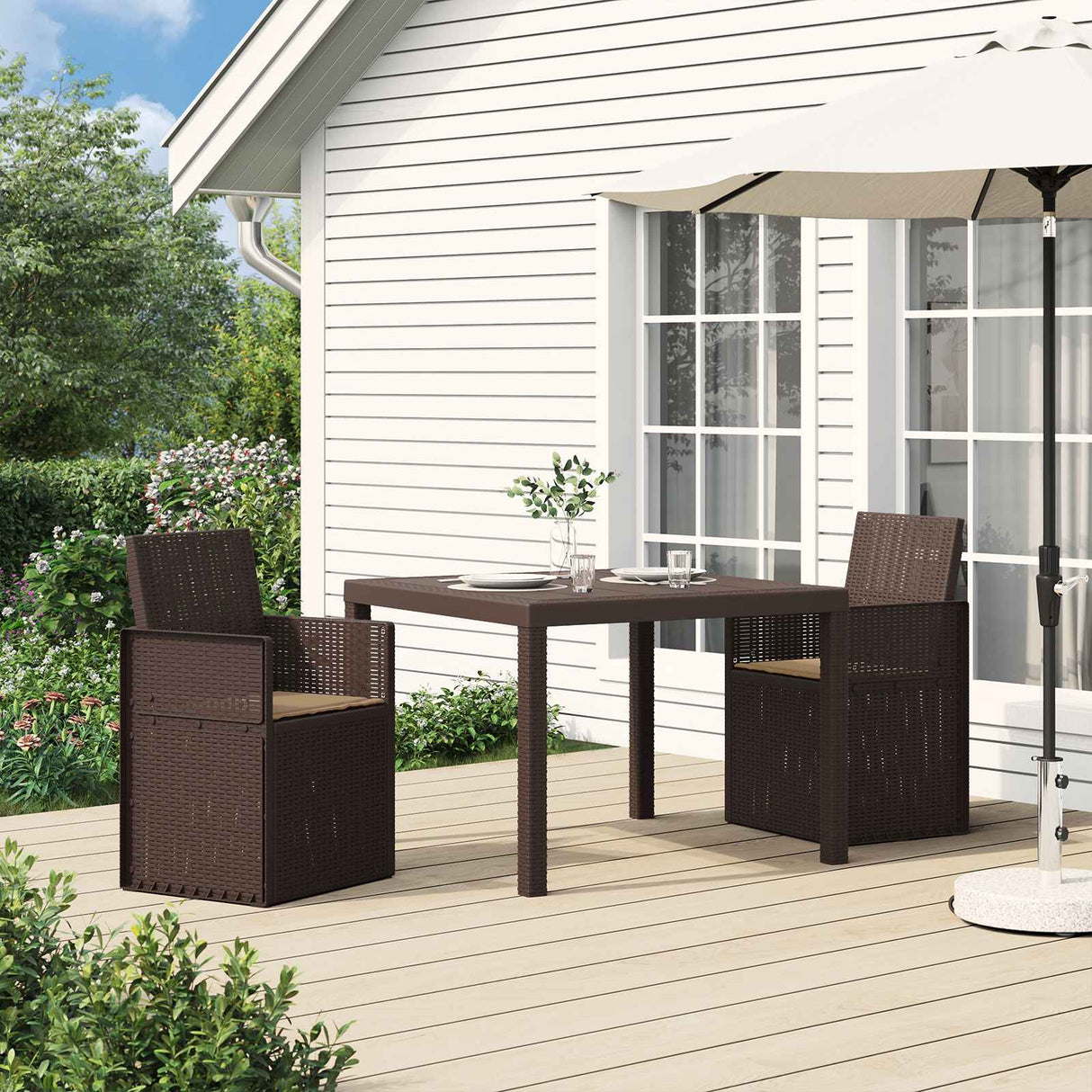 vidaXL Garden Chairs 2 pcs White and Light Grey PP