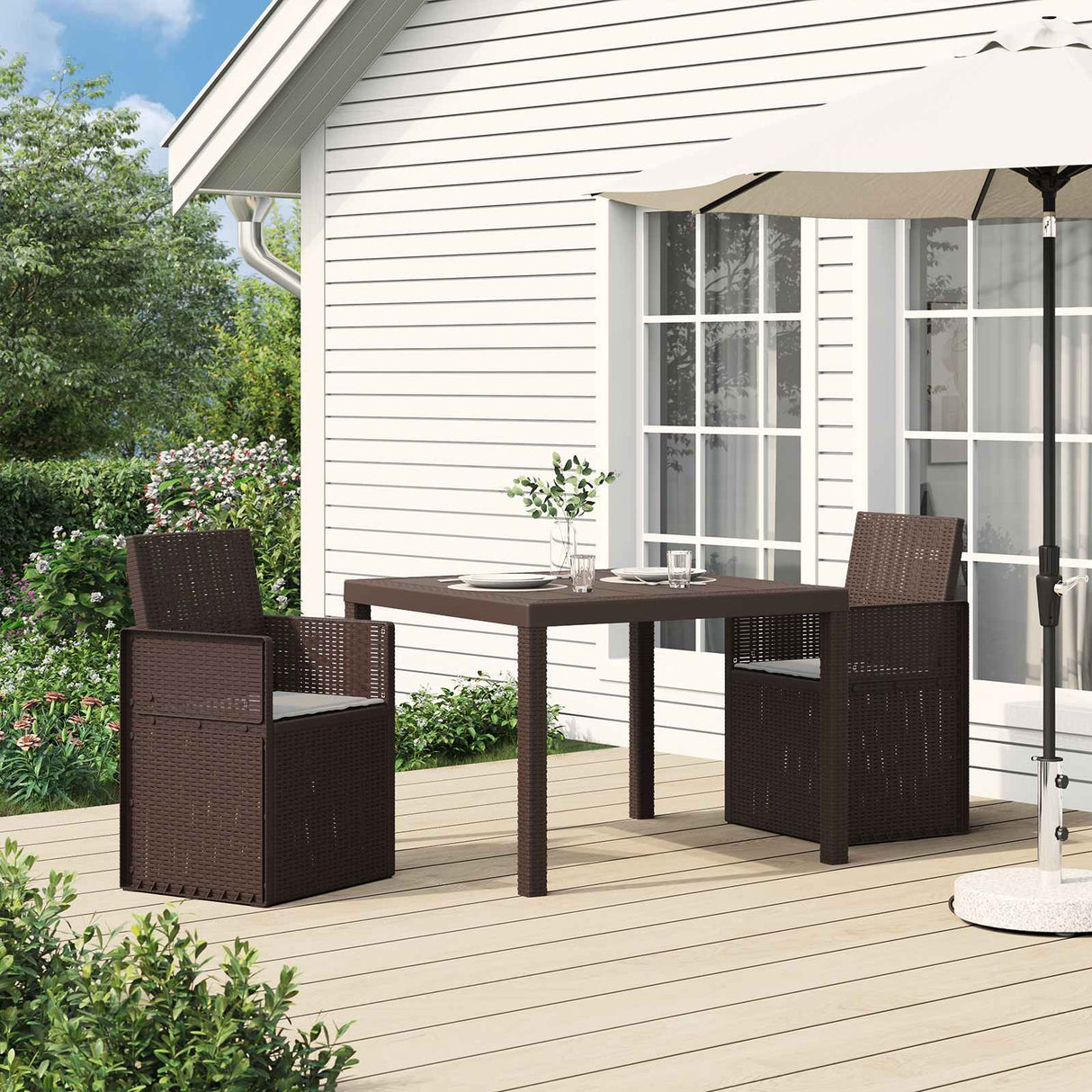 vidaXL Garden Chairs 2 pcs White and Light Grey PP
