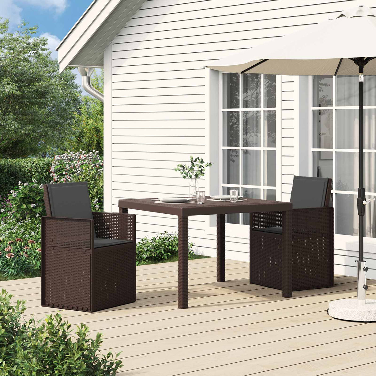 vidaXL Garden Chairs 2 pcs White and Light Grey PP