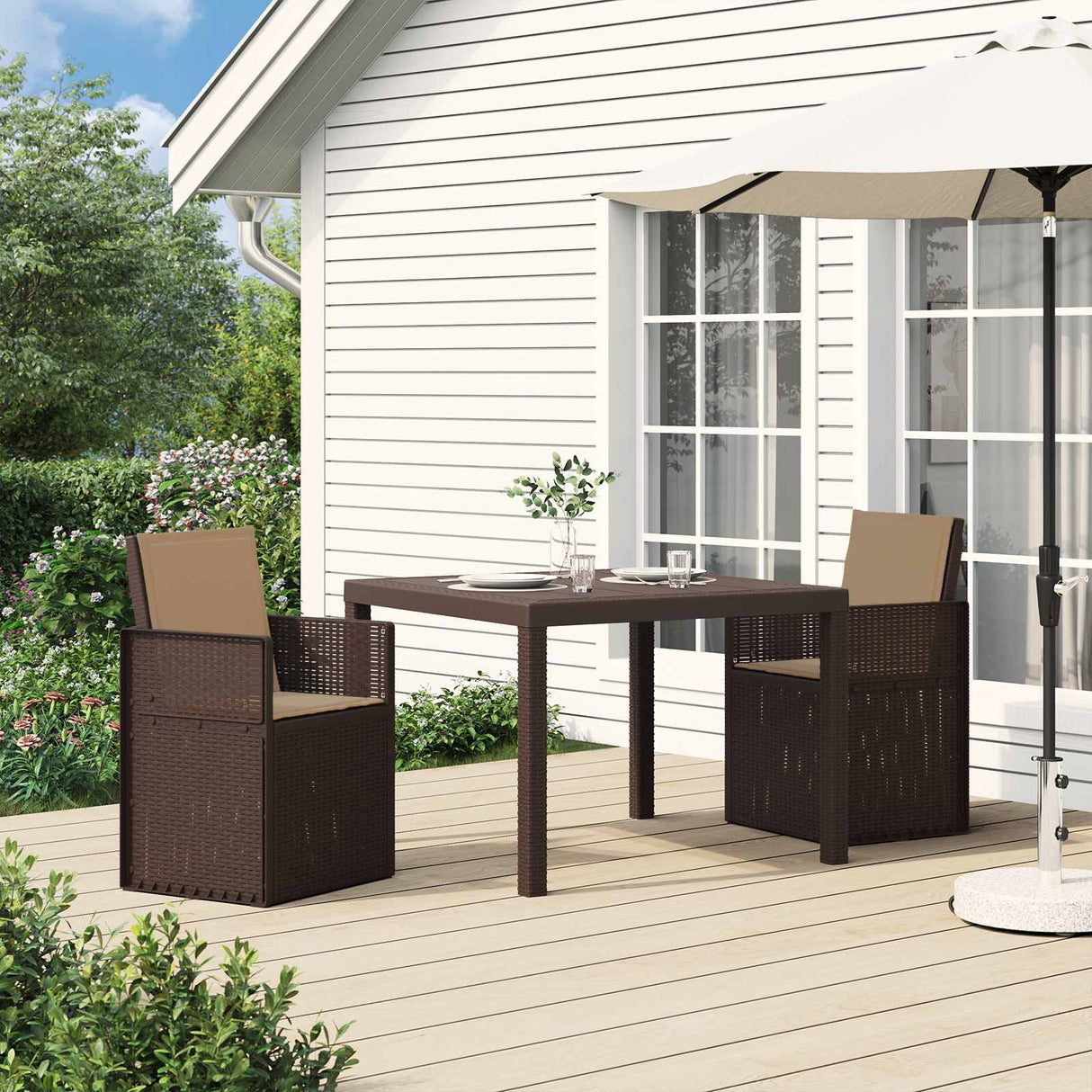 vidaXL Garden Chairs 2 pcs White and Light Grey PP