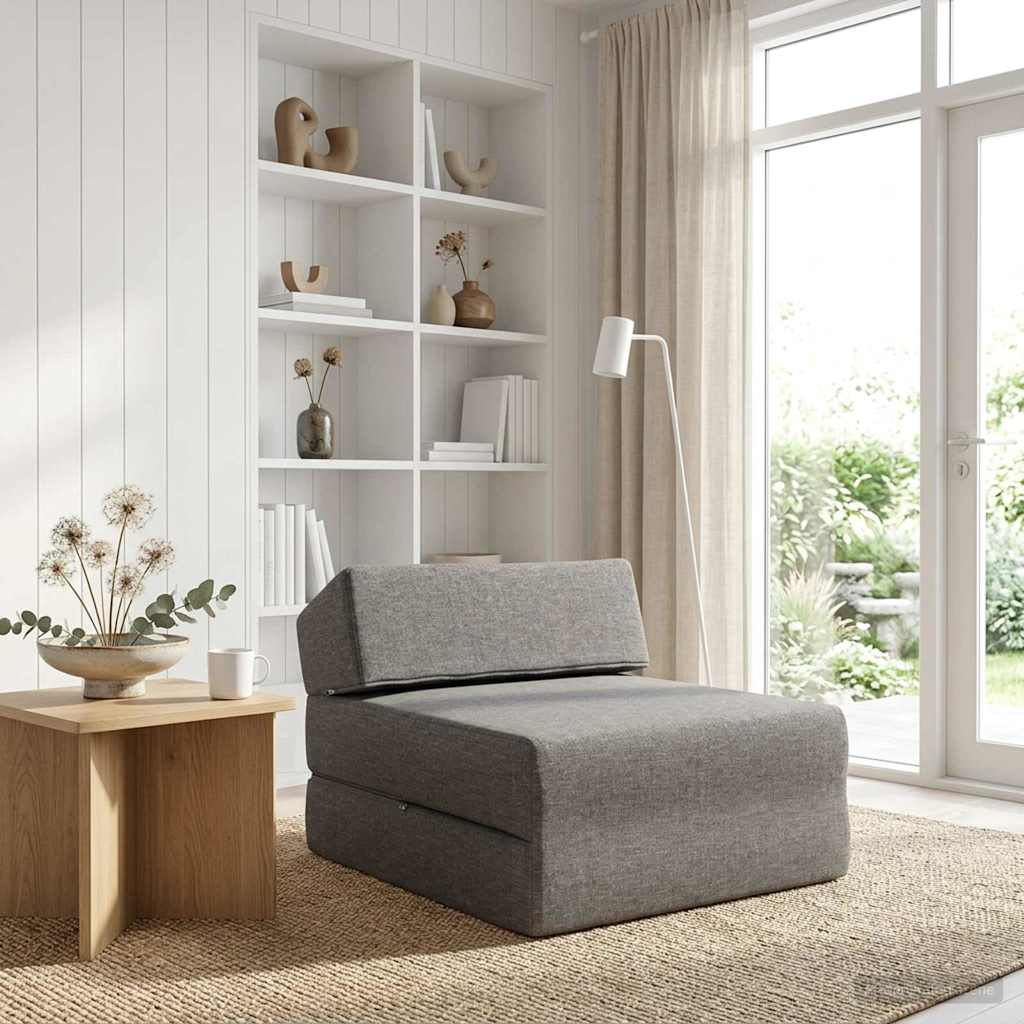 vidaXL Foldable Sofa Bed Light Grey 60 x 70 x 41 cm Fabric