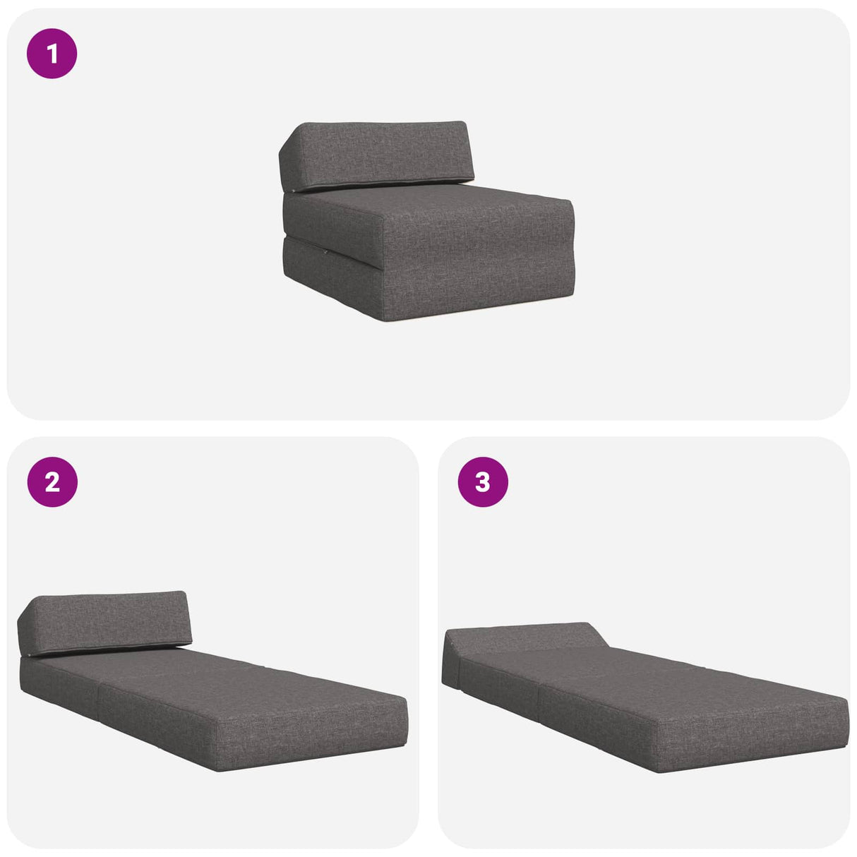 vidaXL Foldable Sofa Bed Light Grey 60 x 70 x 41 cm Fabric