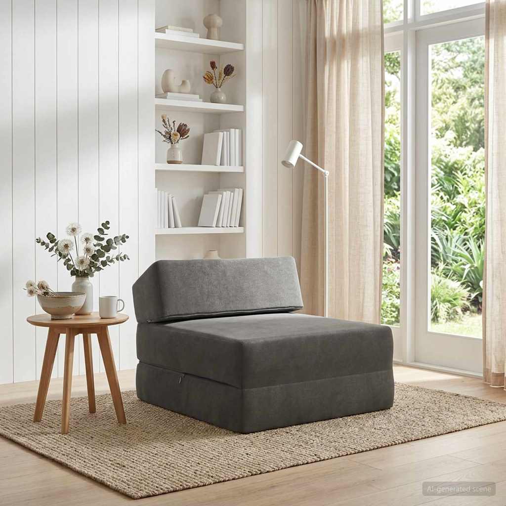 vidaXL Foldable Sofa Bed Light Grey 60 x 70 x 41 cm Fabric
