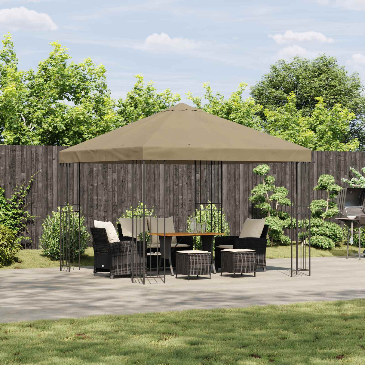 vidaXL Prieel 3 x 3 m Beige Polyester en Staal 190 gsm