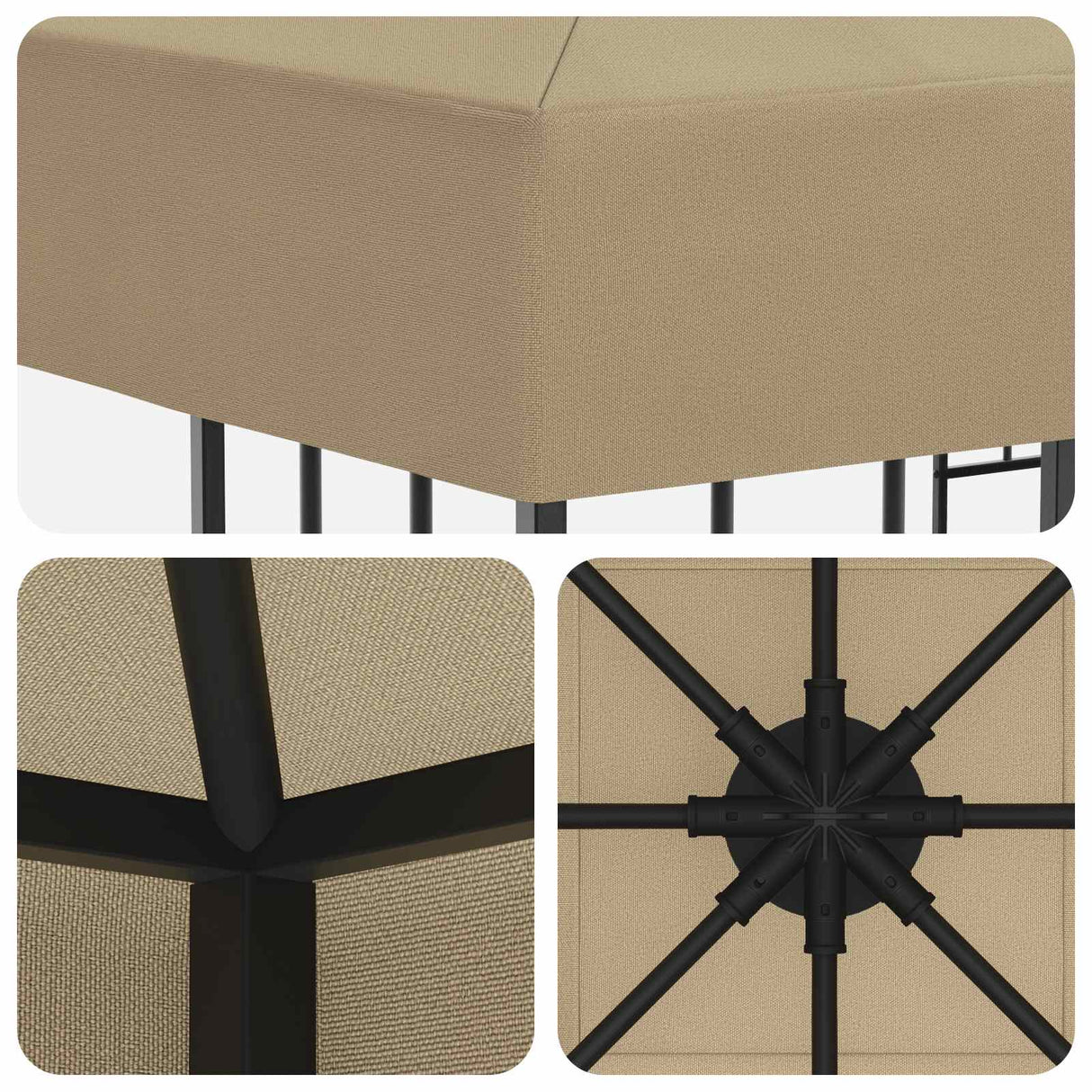 vidaXL Prieel 3 x 3 m Beige Polyester en Staal 190 gsm