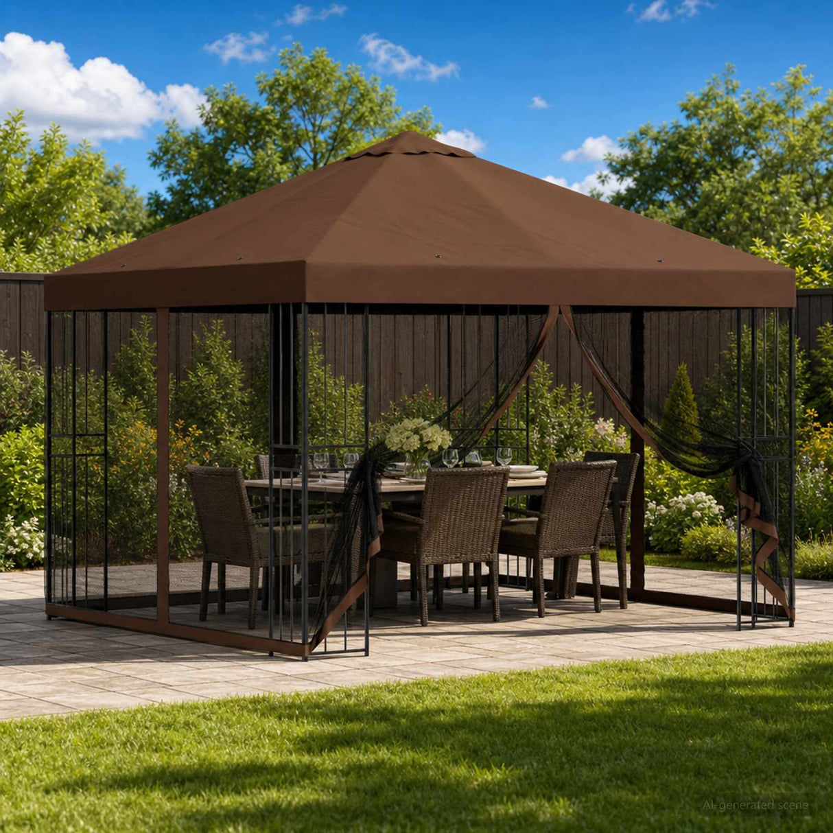 vidaXL Prieel 3 x 3 m Beige Polyester en Staal 190 gsm