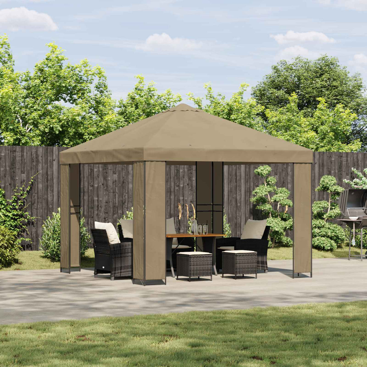 vidaXL Prieel 3 x 3 m Beige Polyester en Staal 190 gsm