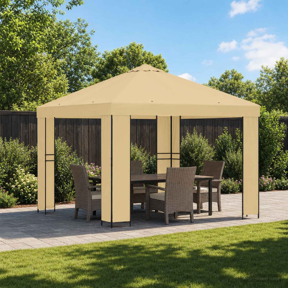 vidaXL Prieel 3 x 3 m Beige Polyester en Staal 190 gsm