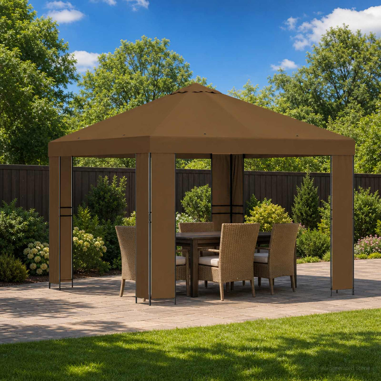 vidaXL Prieel 3 x 3 m Beige Polyester en Staal 190 gsm