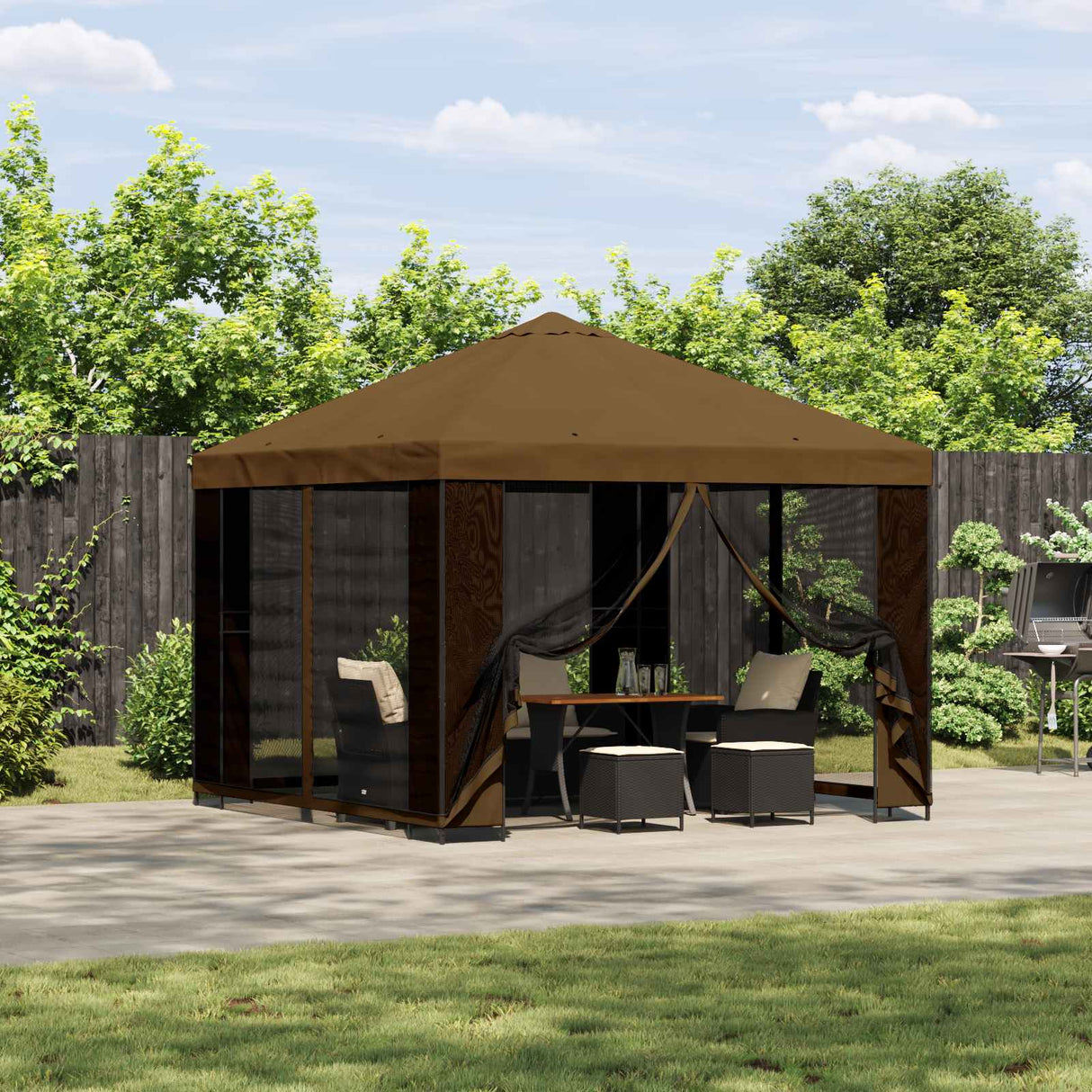 vidaXL Prieel 3 x 3 m Beige Polyester en Staal 190 gsm