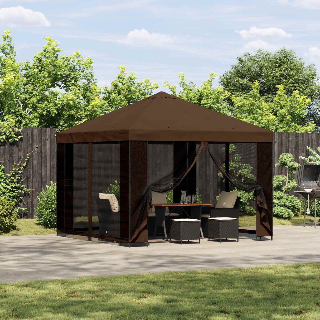vidaXL Prieel 3 x 3 m Beige Polyester en Staal 190 gsm