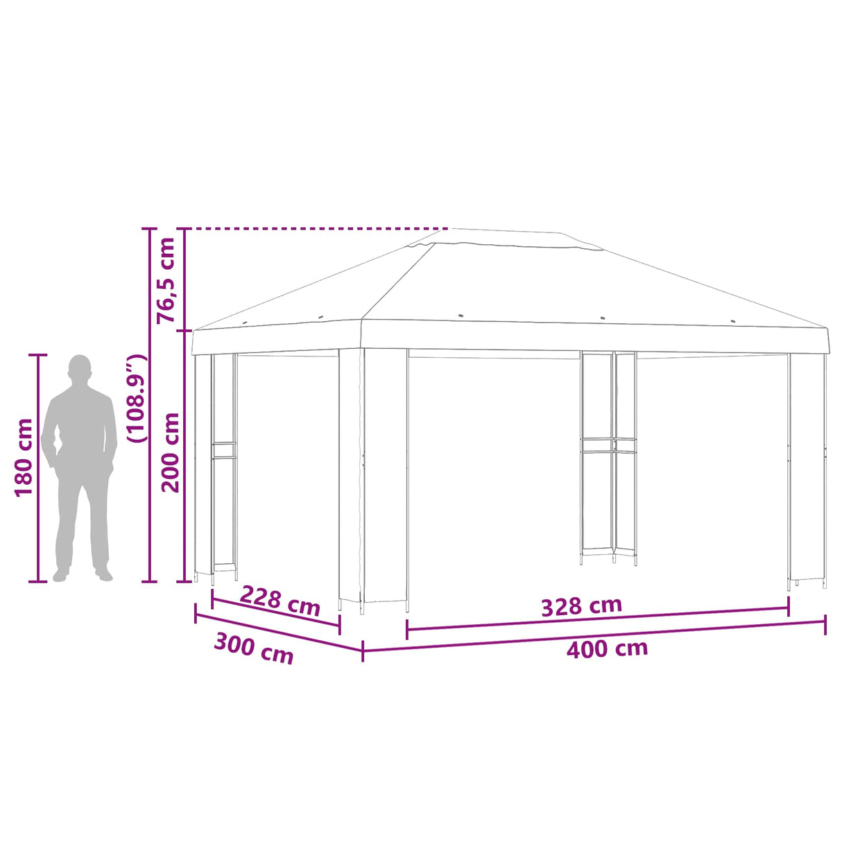 vidaXL Prieel 4 × 3 m Beige Polyester en Staal 190 gsm
