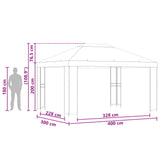 vidaXL Prieel 4 × 3 m Beige Polyester en Staal 190 gsm