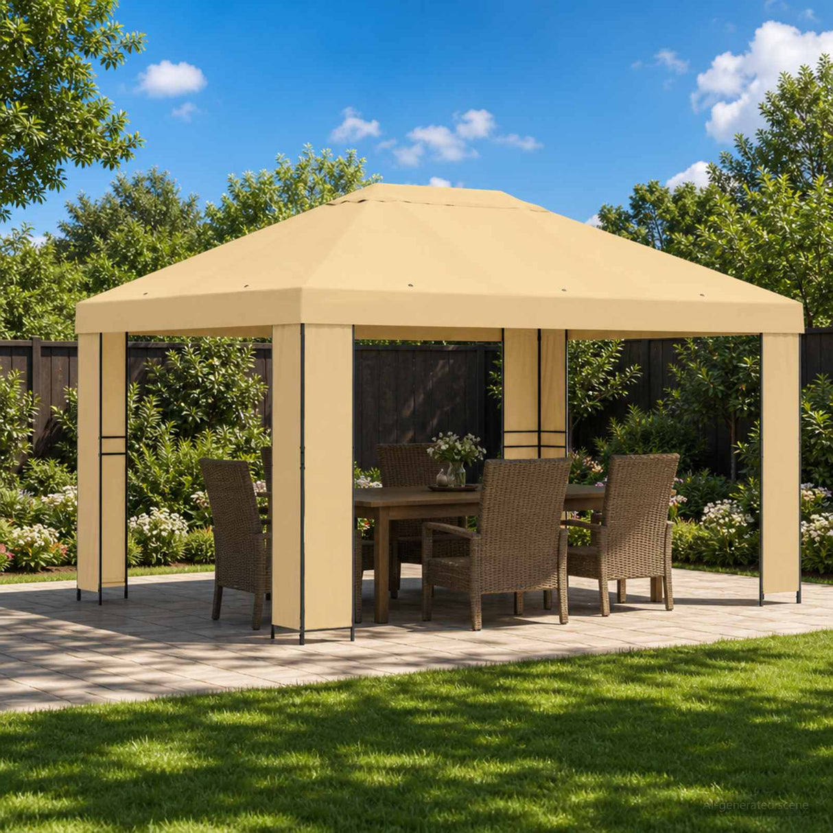 vidaXL Prieel 4 × 3 m Beige Polyester en Staal 190 gsm