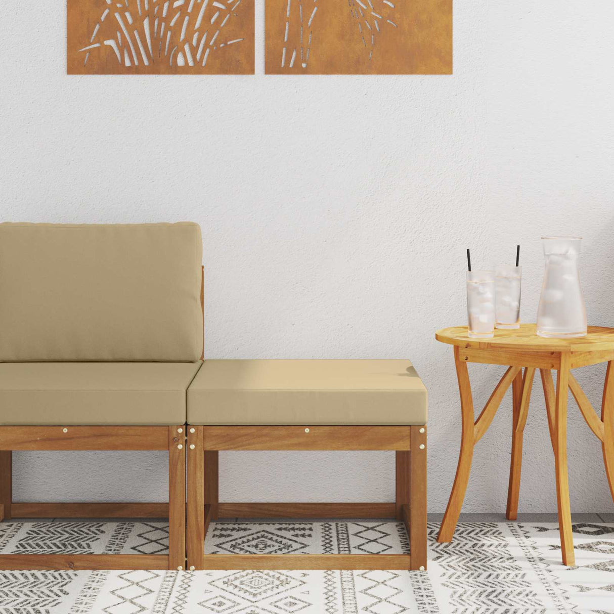 vidaXL Buiten Midden Sofa Massief Acacia Hout Naturel