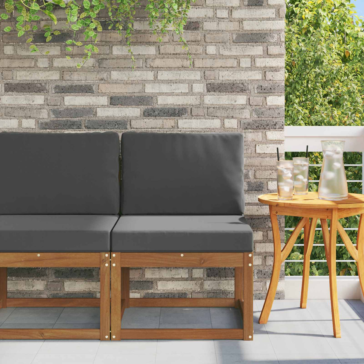 vidaXL Buiten Midden Sofa Massief Acacia Hout Naturel