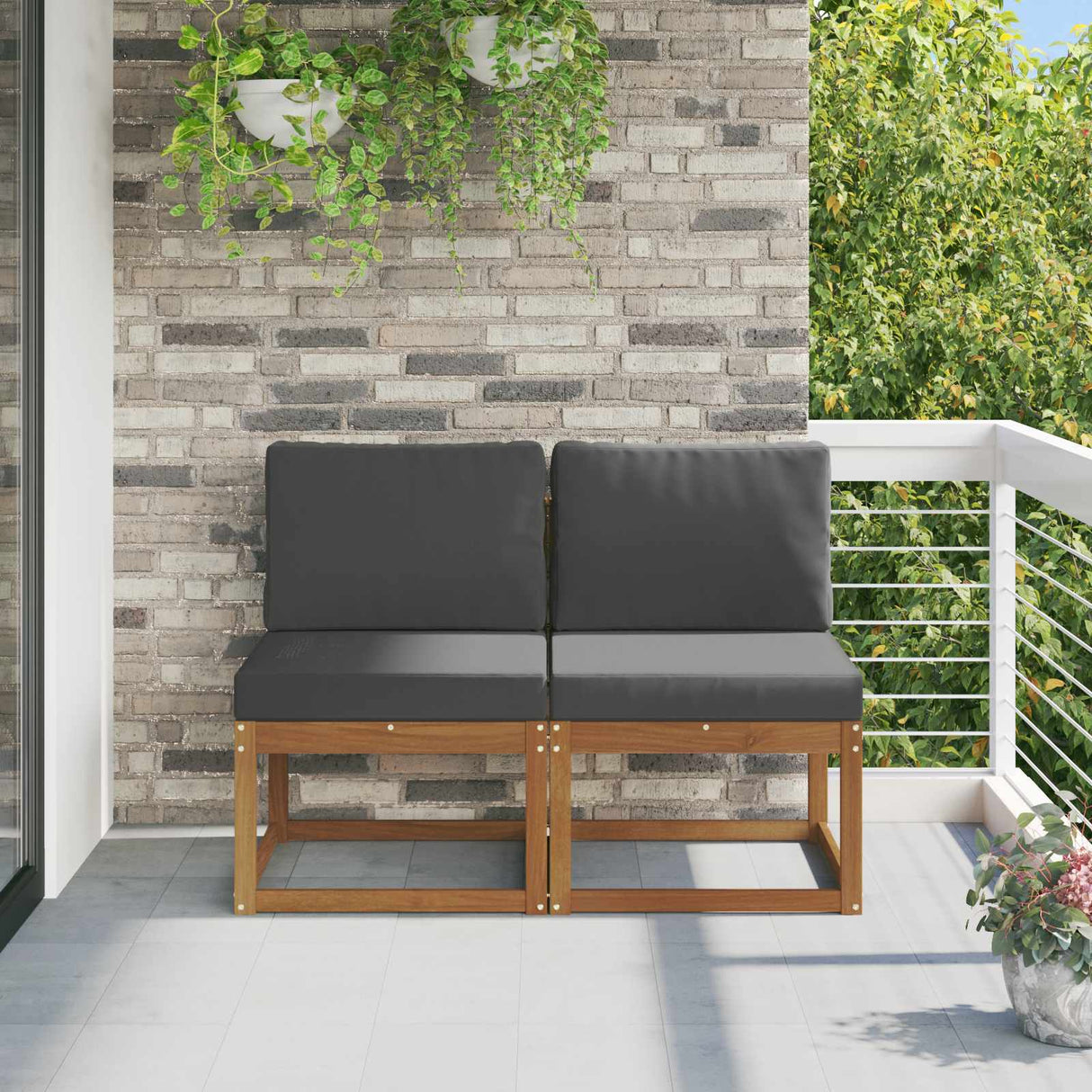 vidaXL Buiten Midden Sofa Massief Acacia Hout Naturel