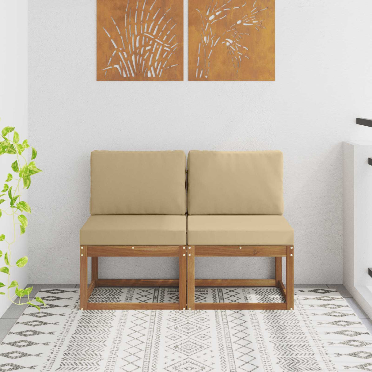 vidaXL Buiten Midden Sofa Massief Acacia Hout Naturel