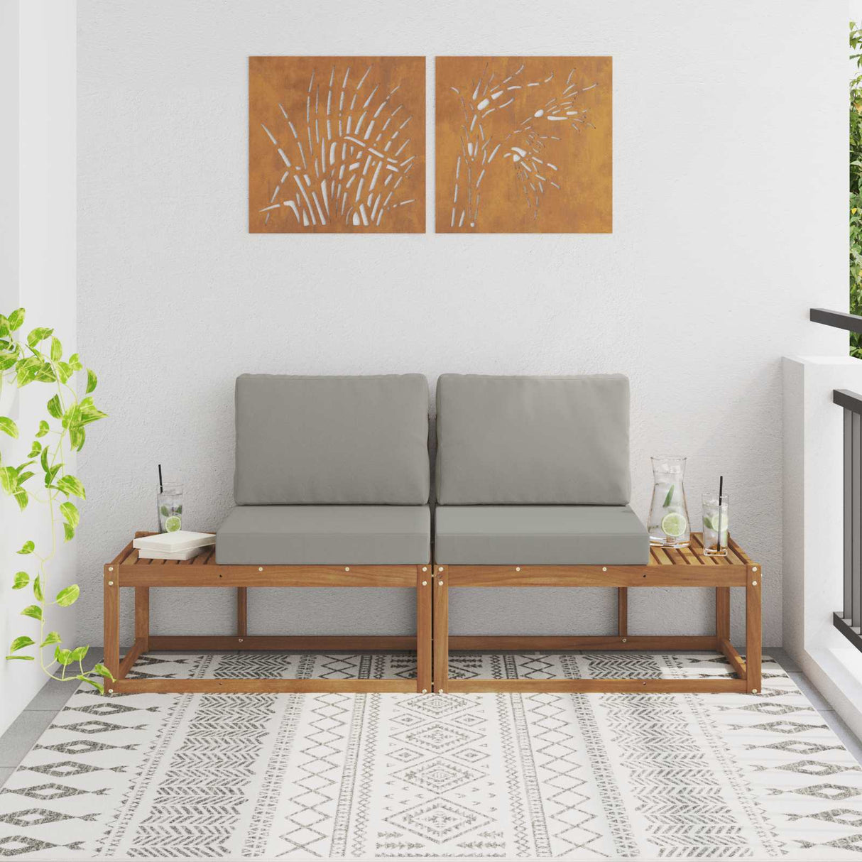 vidaXL Buiten Midden Sofa Massief Acacia Hout Naturel