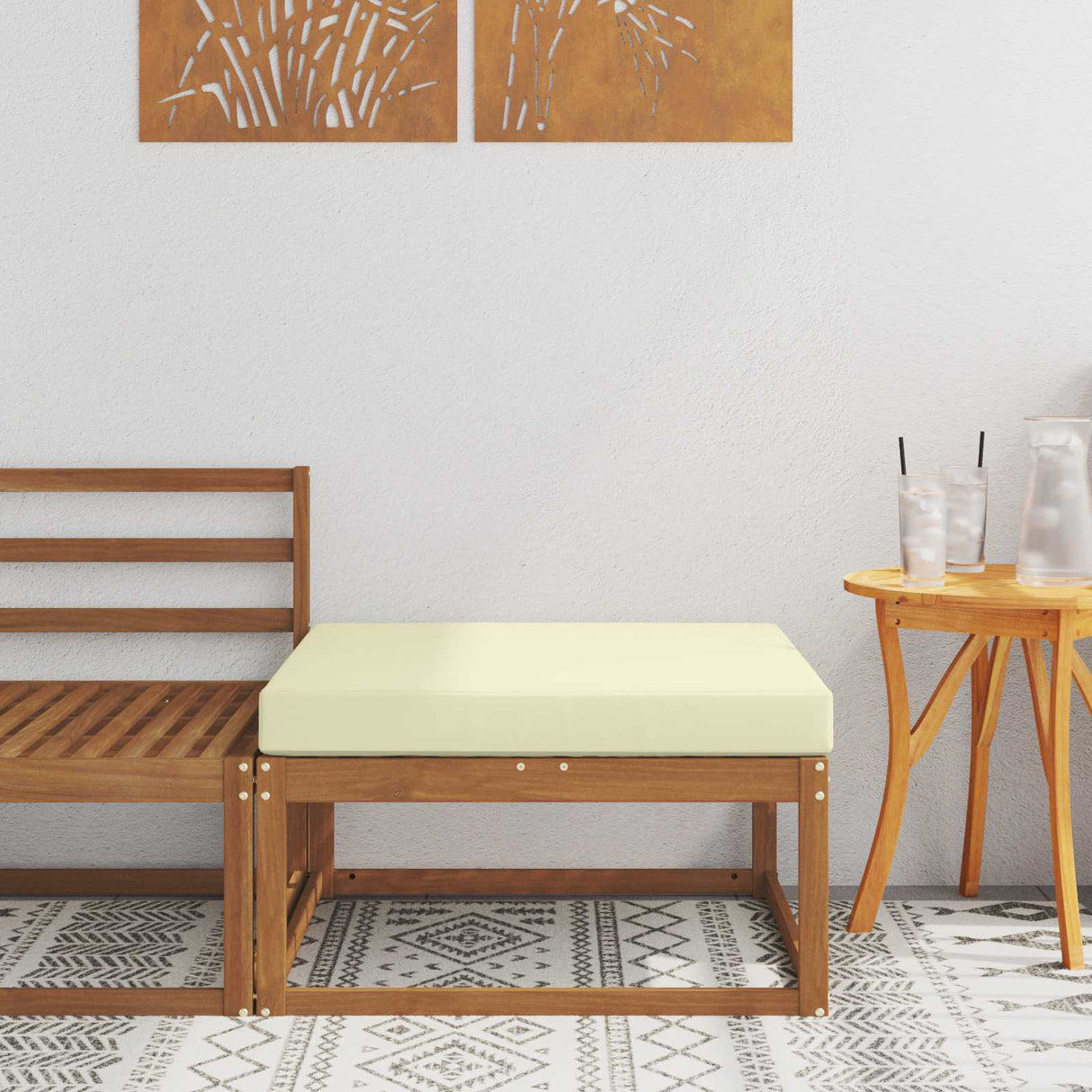 vidaXL Outdoor Ottoman Solid Acacia Wood Natural